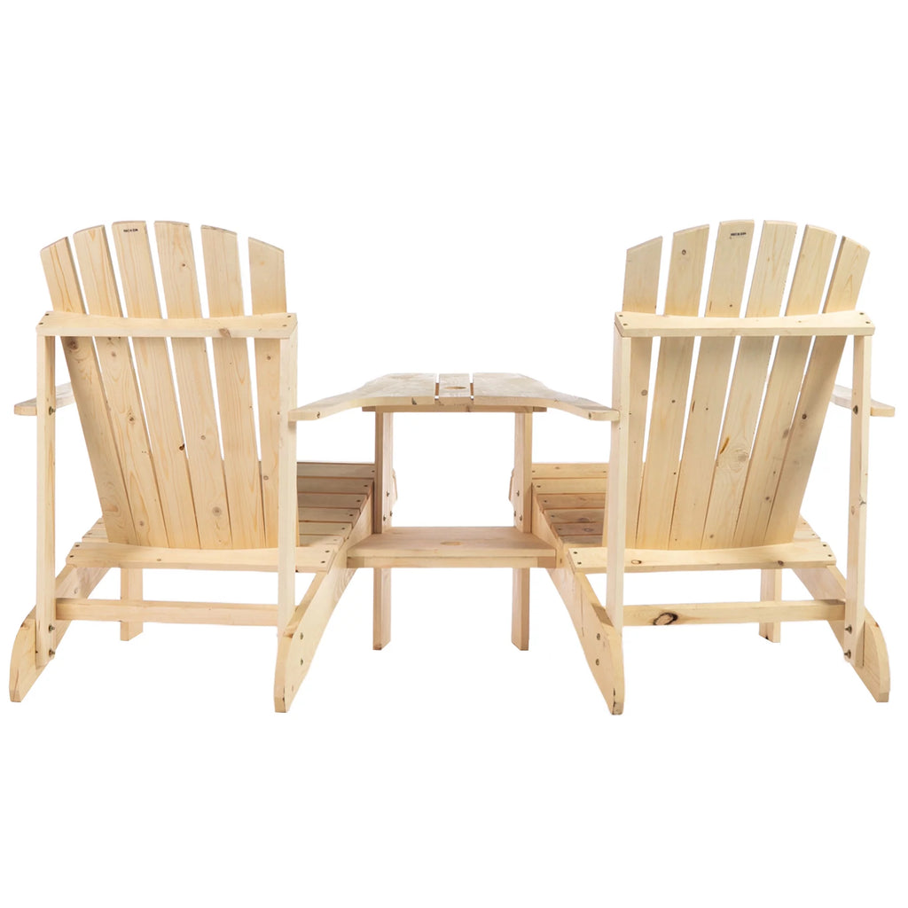 Wood Adirondack Bench with Center Table I1667
