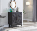 Small Cabinet with Wood Doors in Grey Wash B756