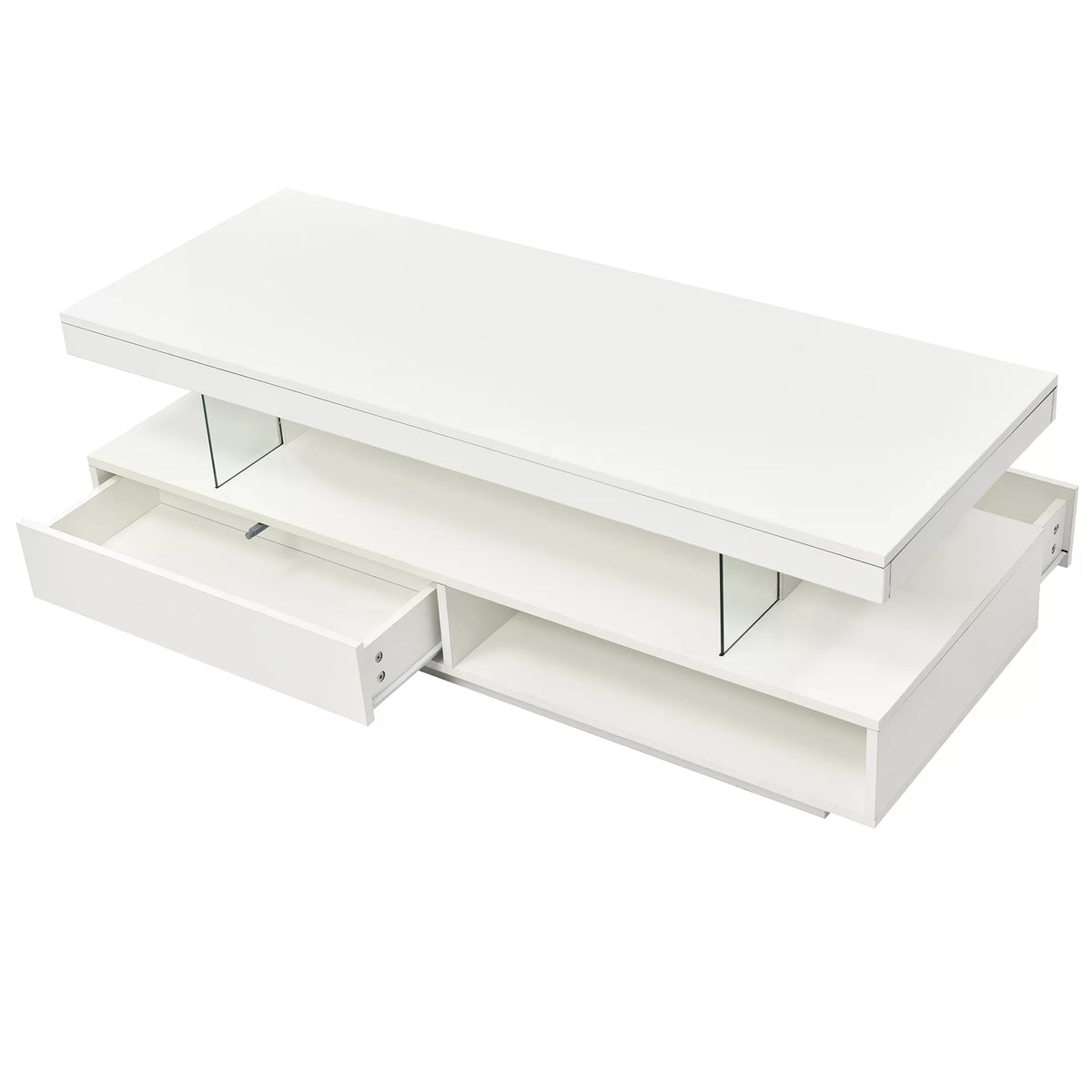 White LED Coffee Table with Storage and 2 Drawers L4029
