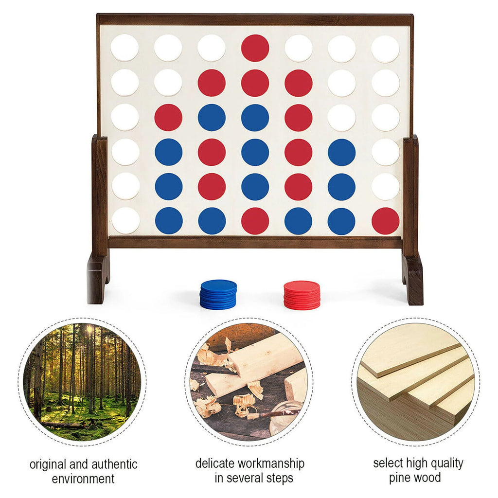 4 In A Row Wood Board Game with Carrying Bag S18135