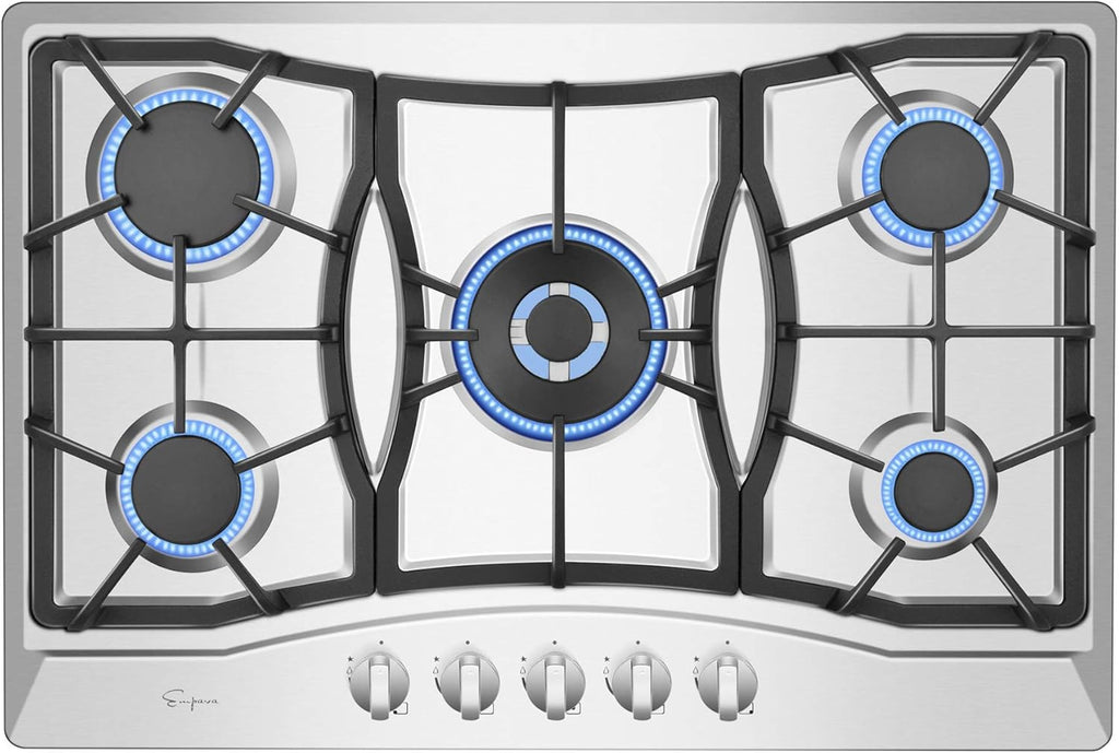30 in. Stainless Steel Gas Cooktop with 5 Sealed Burners B15699