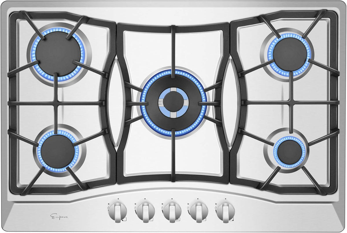 30 in. Stainless Steel Gas Cooktop with 5 Sealed Burners B15699