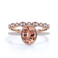 2.00 Carat Oval Cut Morganite And Diamond Moissanite Engagement Ring in 925 Sterling Silver With 18k Rose Gold Plating P108658