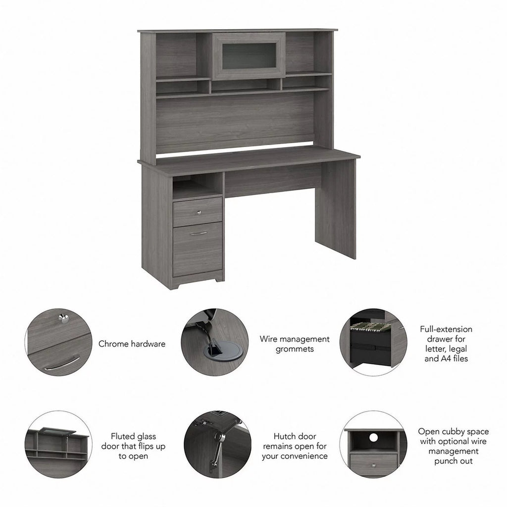 60W Computer Desk with Hutch J5910
