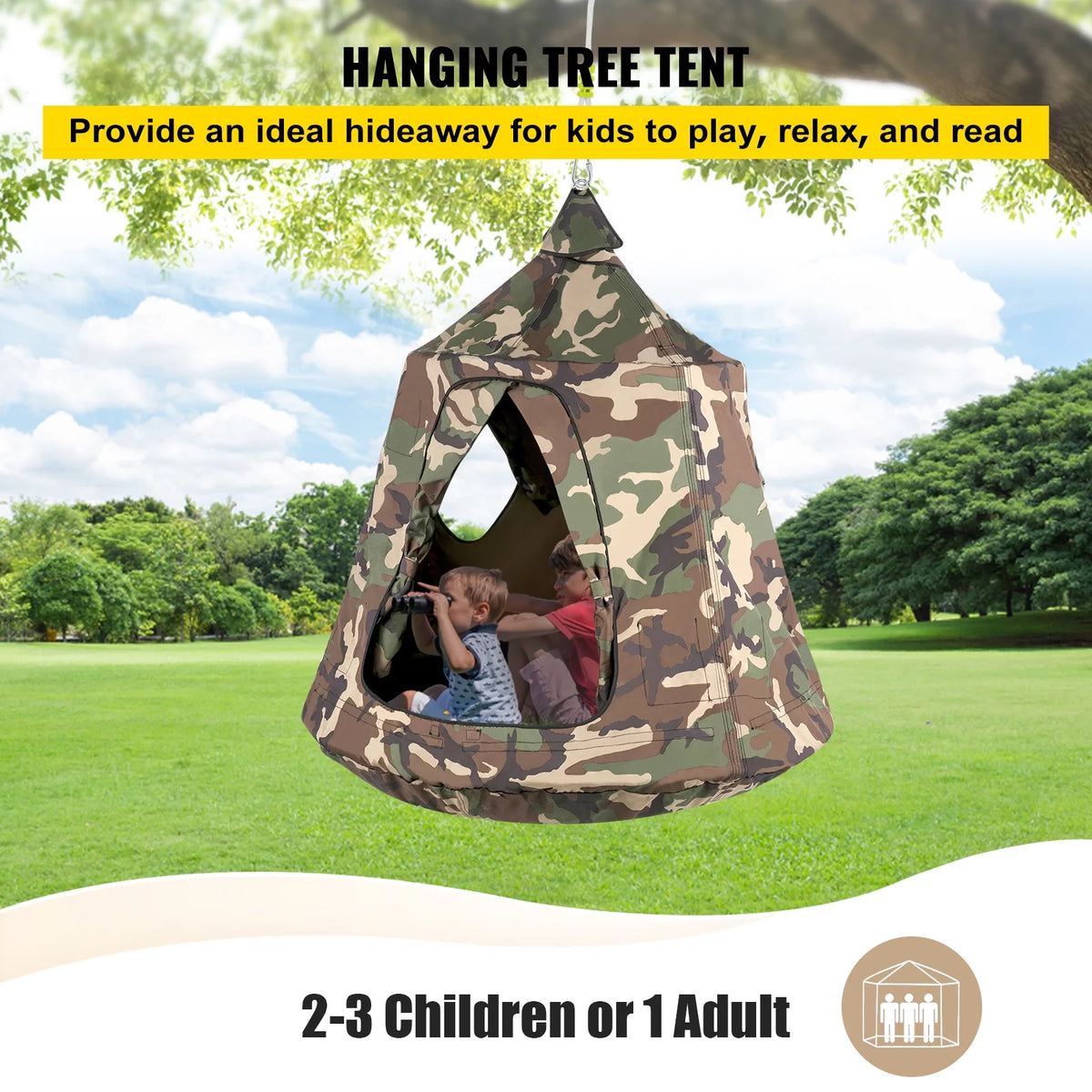 Hanging Tree Tent with LED Rainbow Decoration Lights Inflatable Cushion A21842