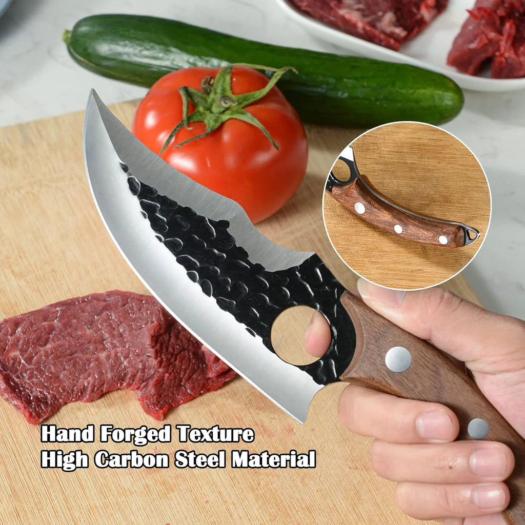 6 Inch High Carbon Steel Meat Cleaver Boning Knife with Sheath R8493