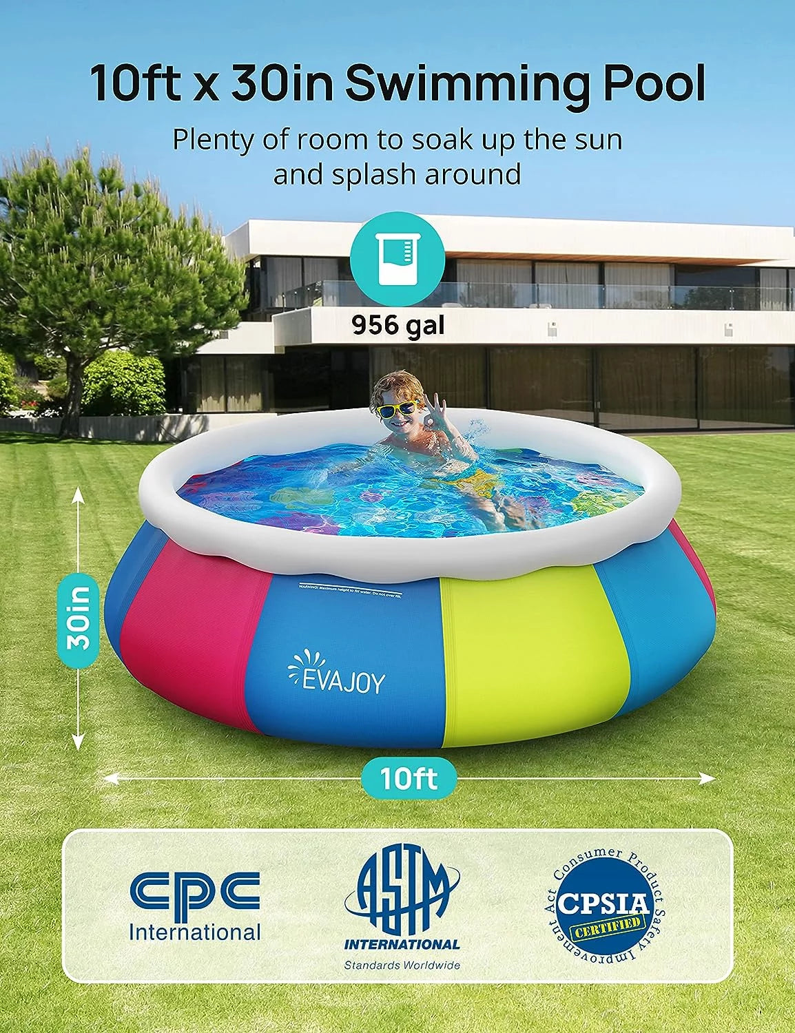 10ft × 30in Easy Set Inflatable Swimming Pool with Pool Cover V17580