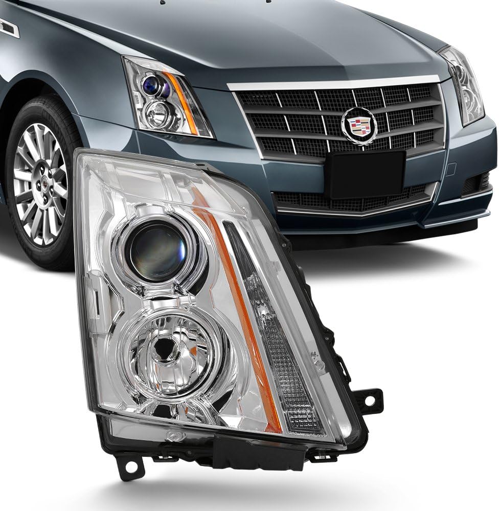 Projector Headlight Assembly Chrome Housing Clear Lens Full Set J8818