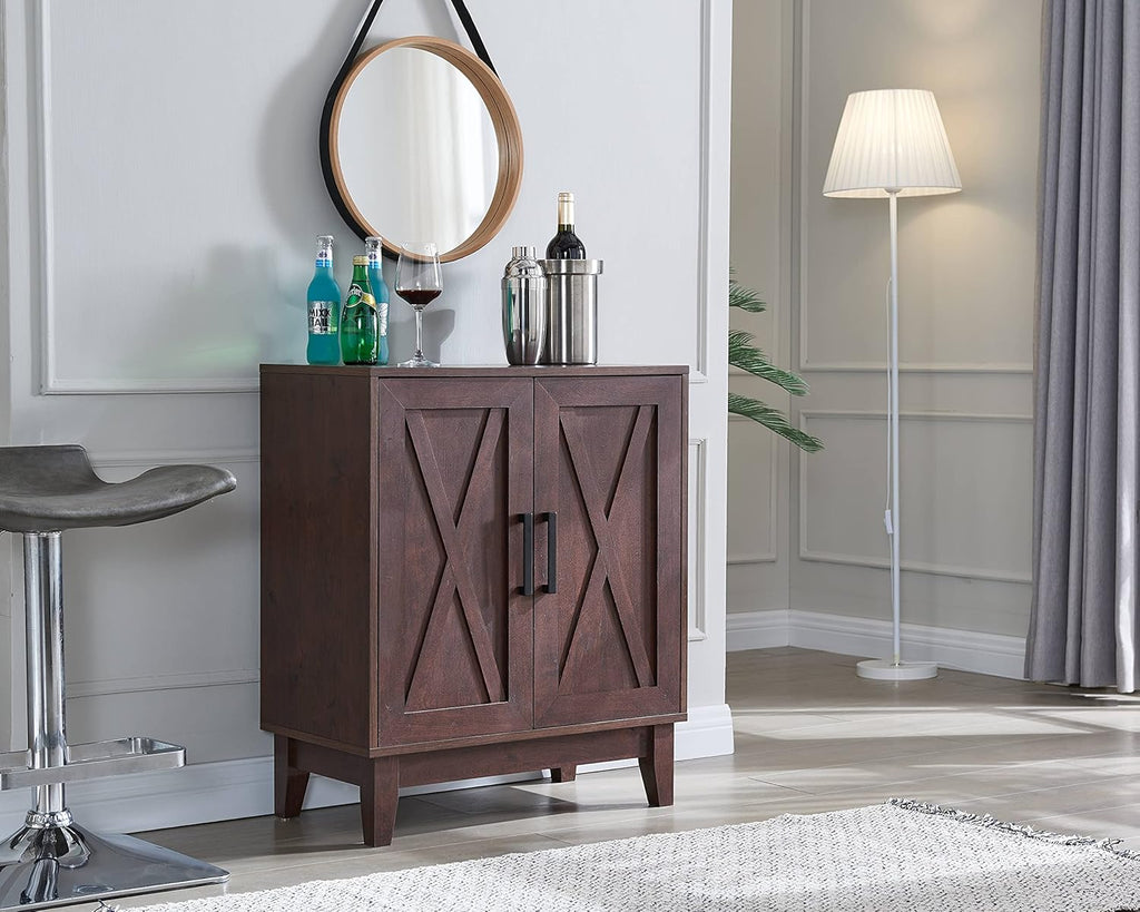 Small Cabinet with Wood Doors in Grey Wash B756