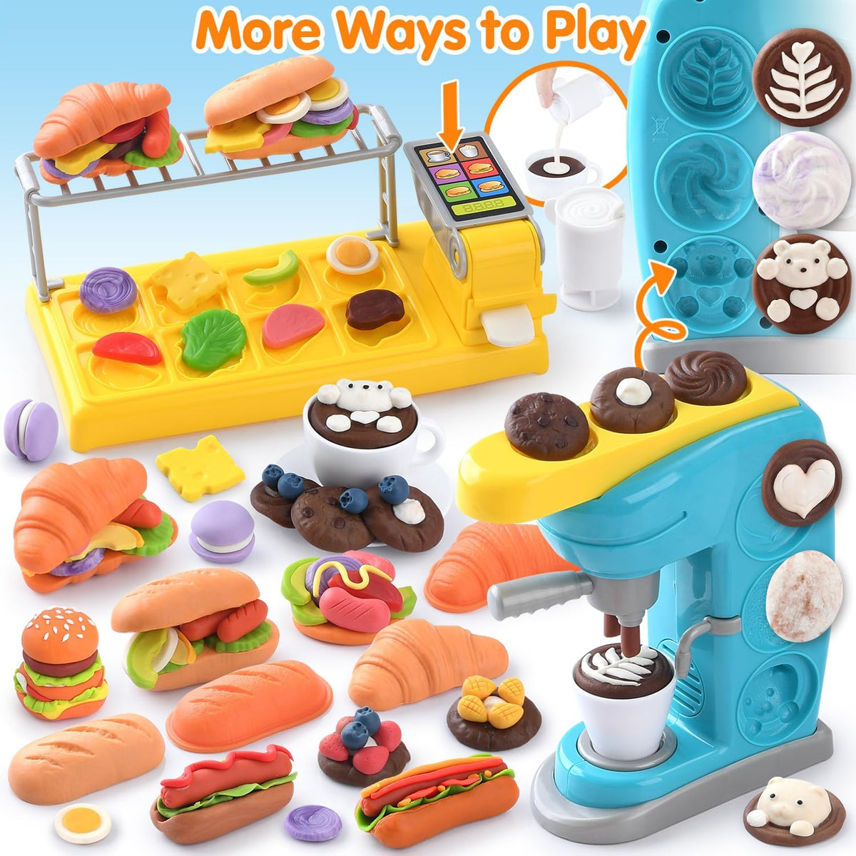 Multicolor Playdough Coffee Maker Toy Set H9365