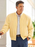 Straw Yellow Washable Silk Zip-Front Jacket J467008