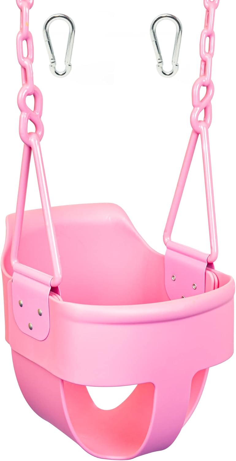Blue Full Bucket Toddler Swing Seat with Plastic Coated Chains and Carabiners, Pack of 2 K34591