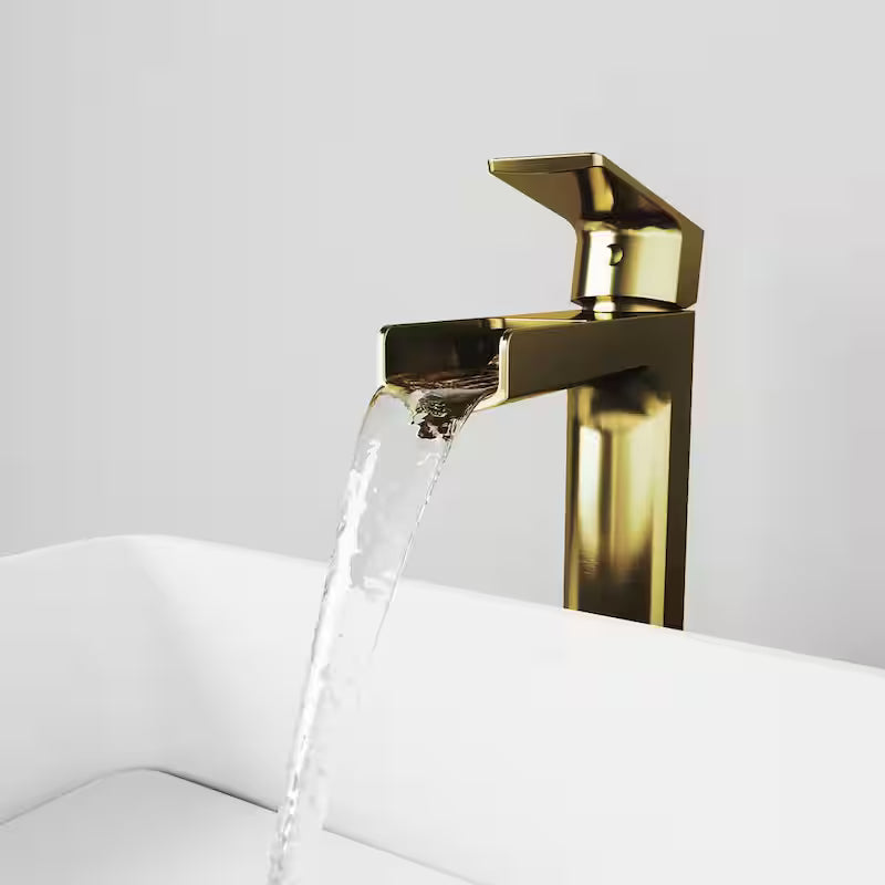 Single Handle Single-Hole Bathroom Vessel Faucet Matte Brushed Gold O227