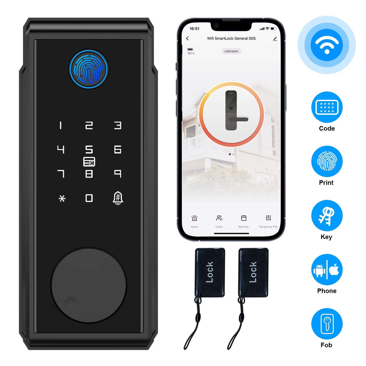 Smart Lock with Touchscreen Keypad, IP65 Weatherproof, Black Q972840