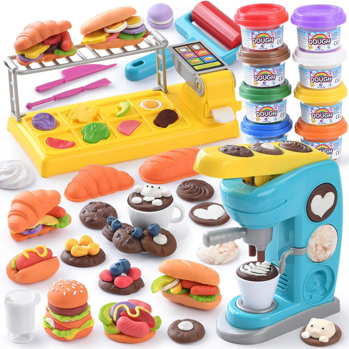 Multicolor Playdough Coffee Maker Toy Set H9365
