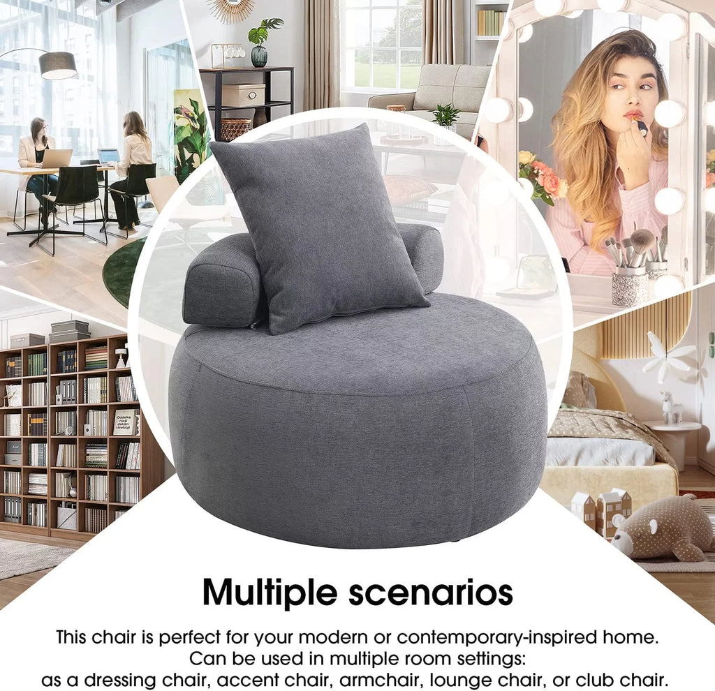 Grey Chenille Upholstered Barrel Chair R671193