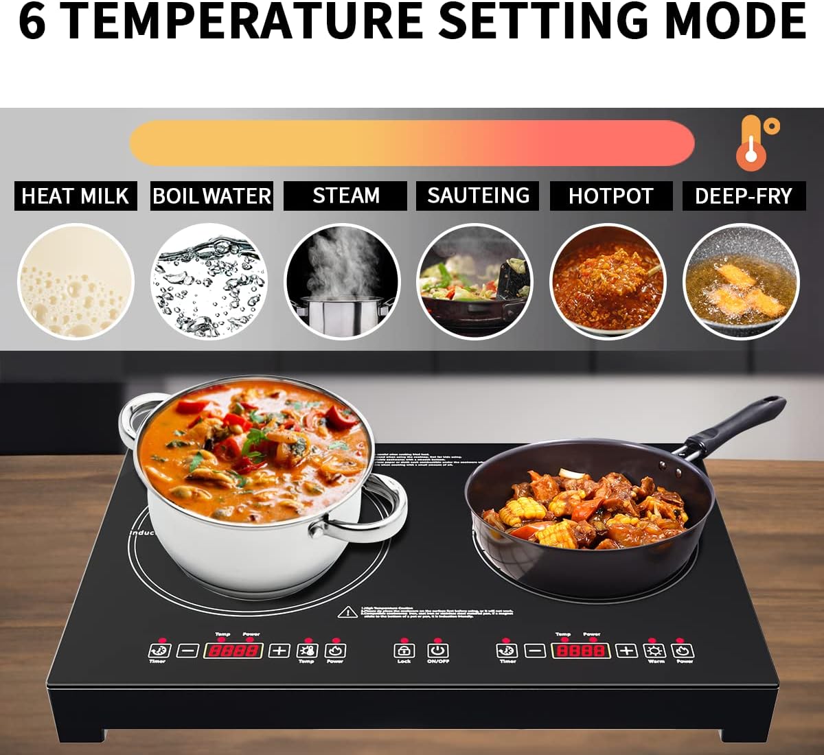 1800W Double Induction Cooktop with Kids Safety Lock O5914