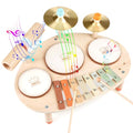 9 in 1 Wooden Musical Instruments Drum Set with Xylophone N24431