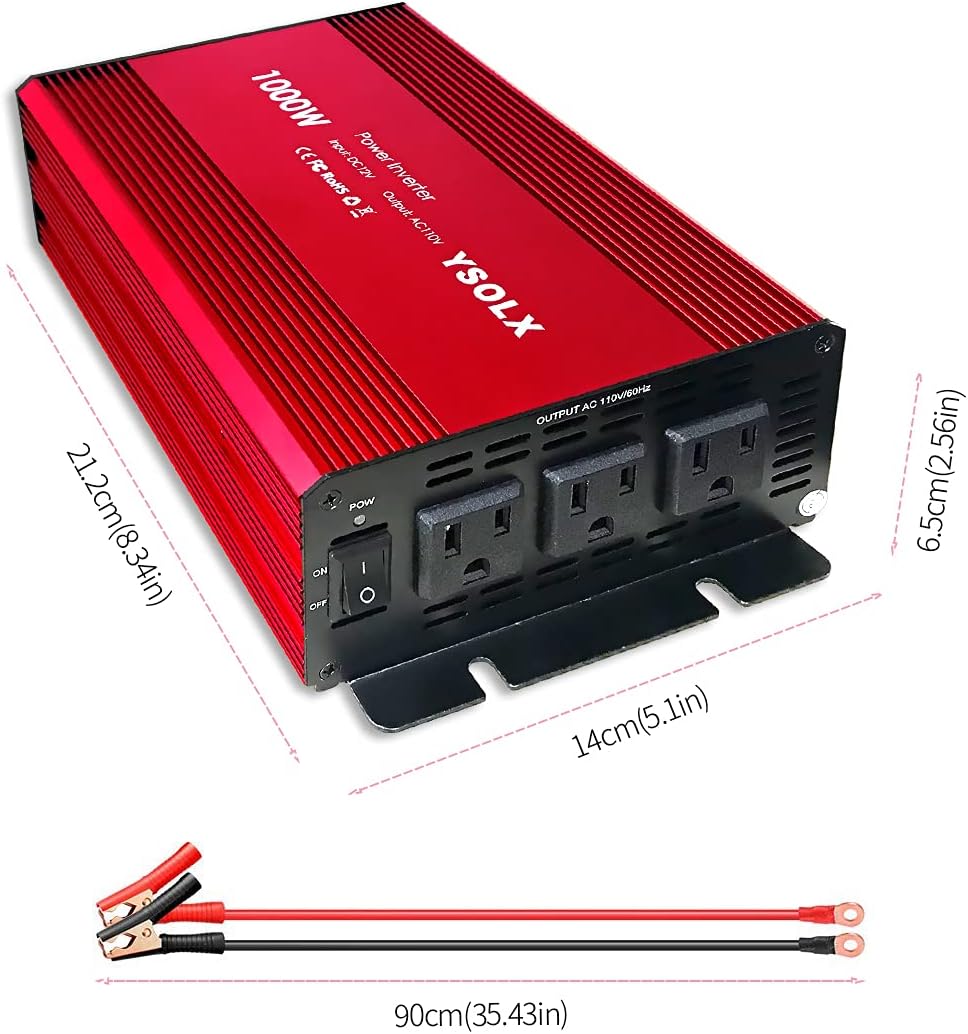 1000W Modified Sine Wave Power Inverter with 3 AC Outlets C9993