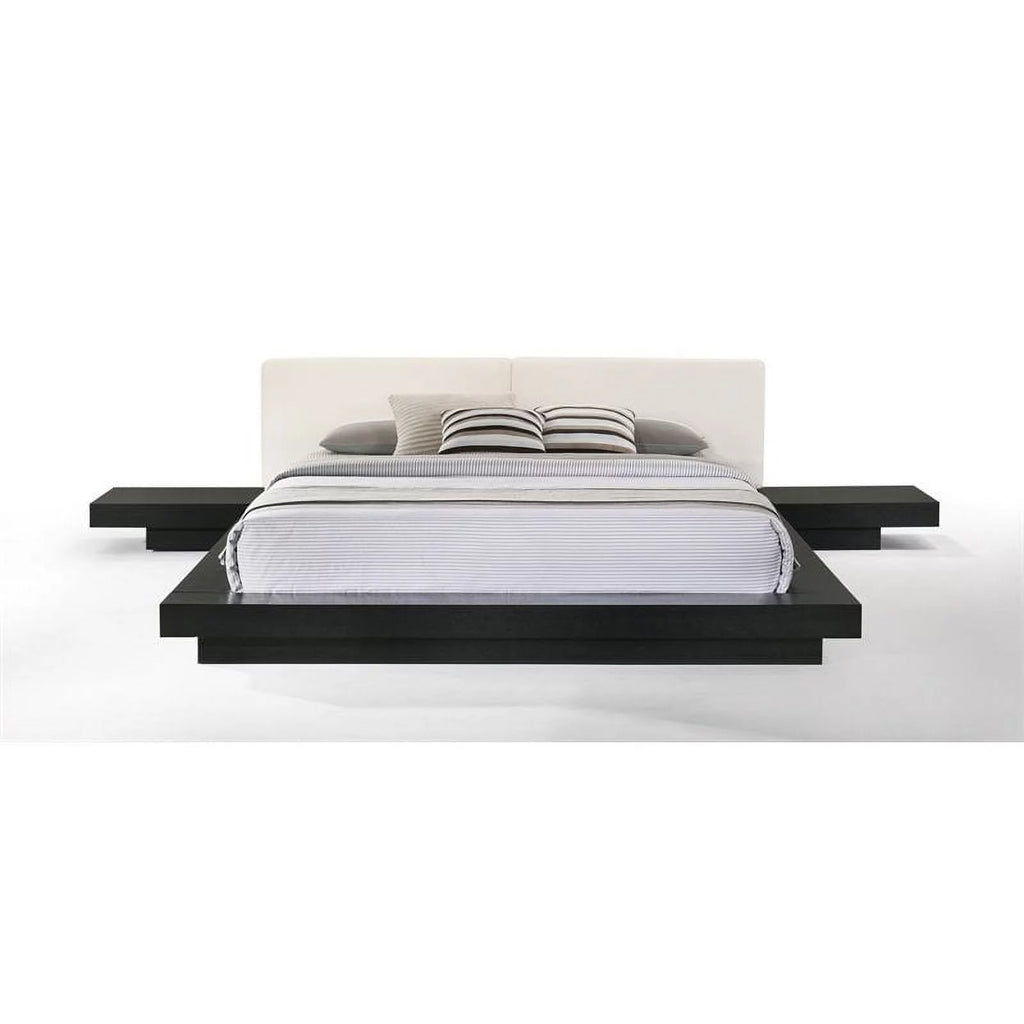 Contemporary Wood Eastern King Bed in Black/White Y1289