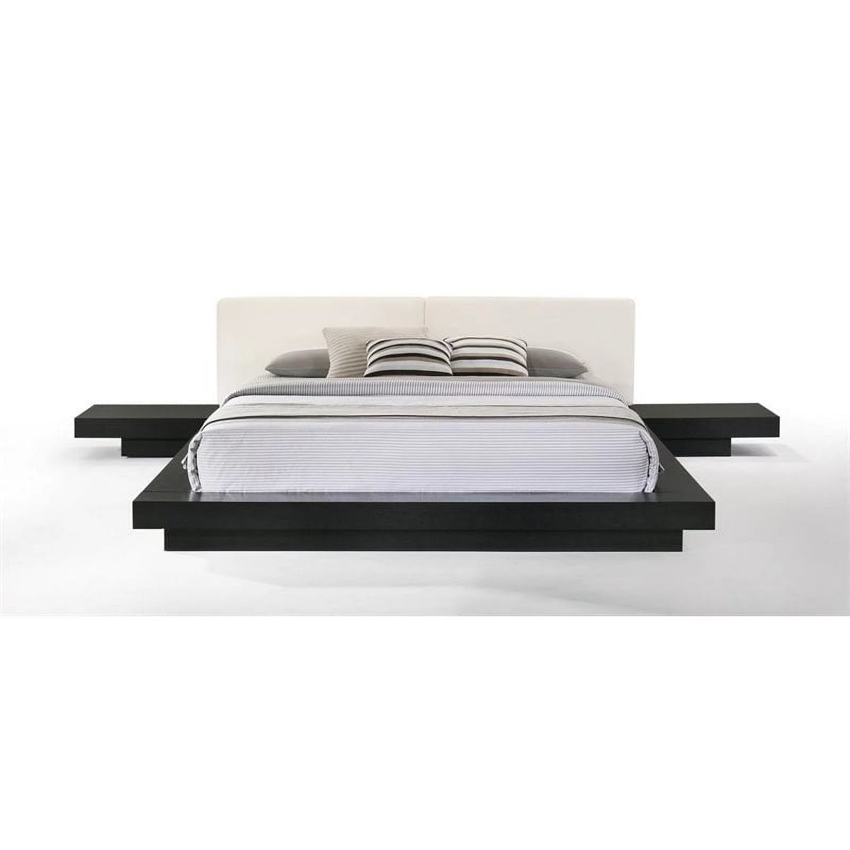 Contemporary Wood Eastern King Bed in Black/White Y1289