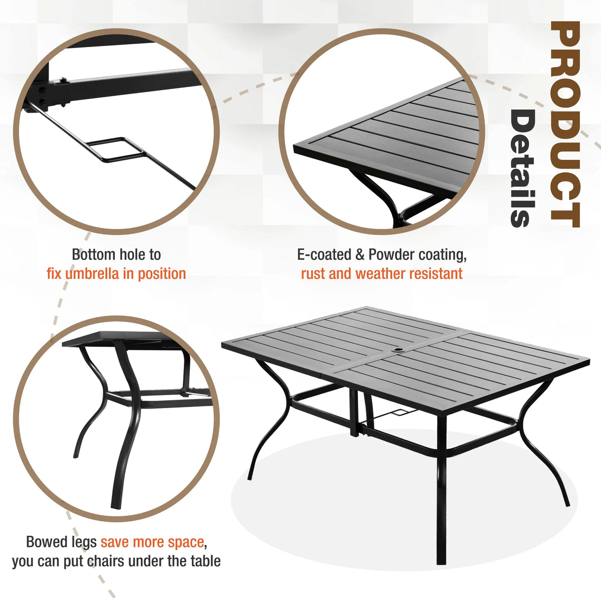 7 Pieces Outdoor Patio Dining Set with Table and 6 Chairs A570