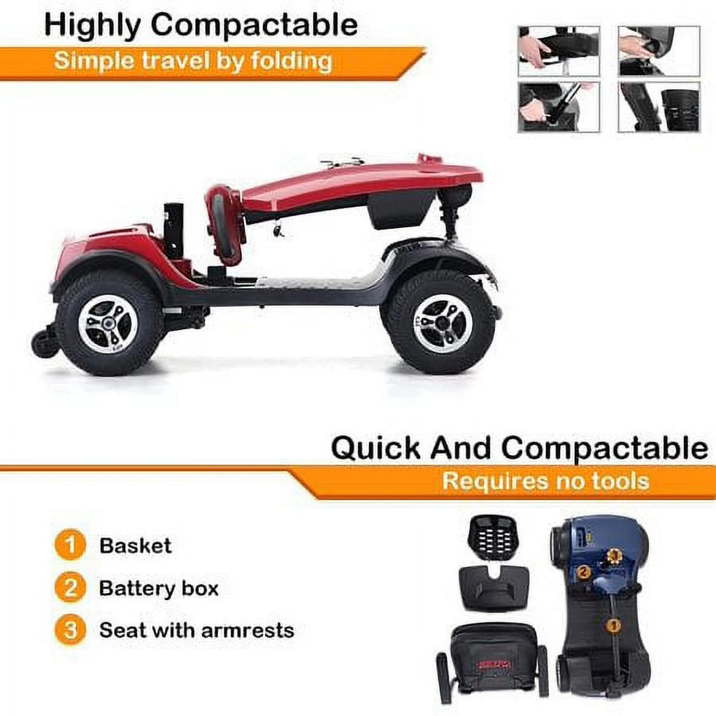4 Wheels Mobility Scooter with LED Lights and USB Port K8858