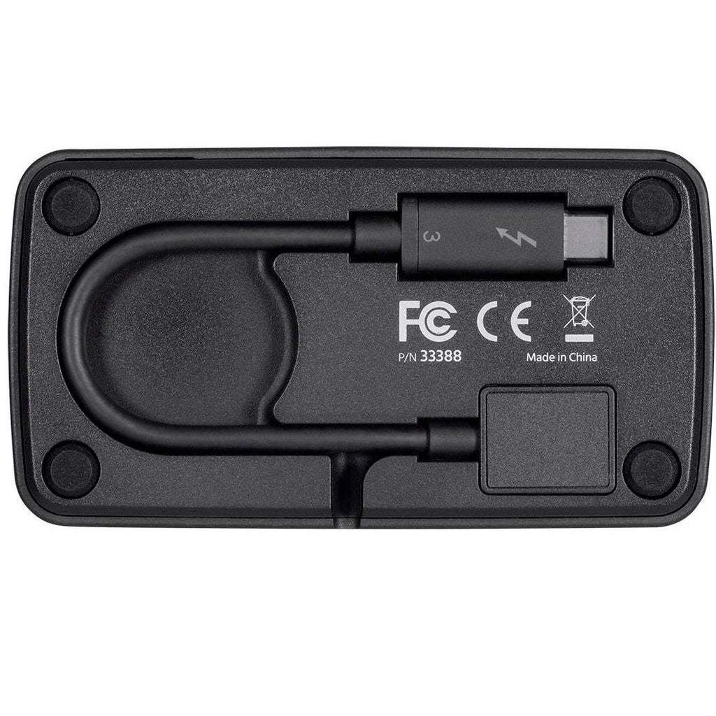 Black Thunderbolt 3 Travel Dock Adapter with Built in Cable P6049