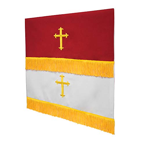 Set of 3 Reversible Parament Set Red White with Embroidered Gold Latin Cross C755687