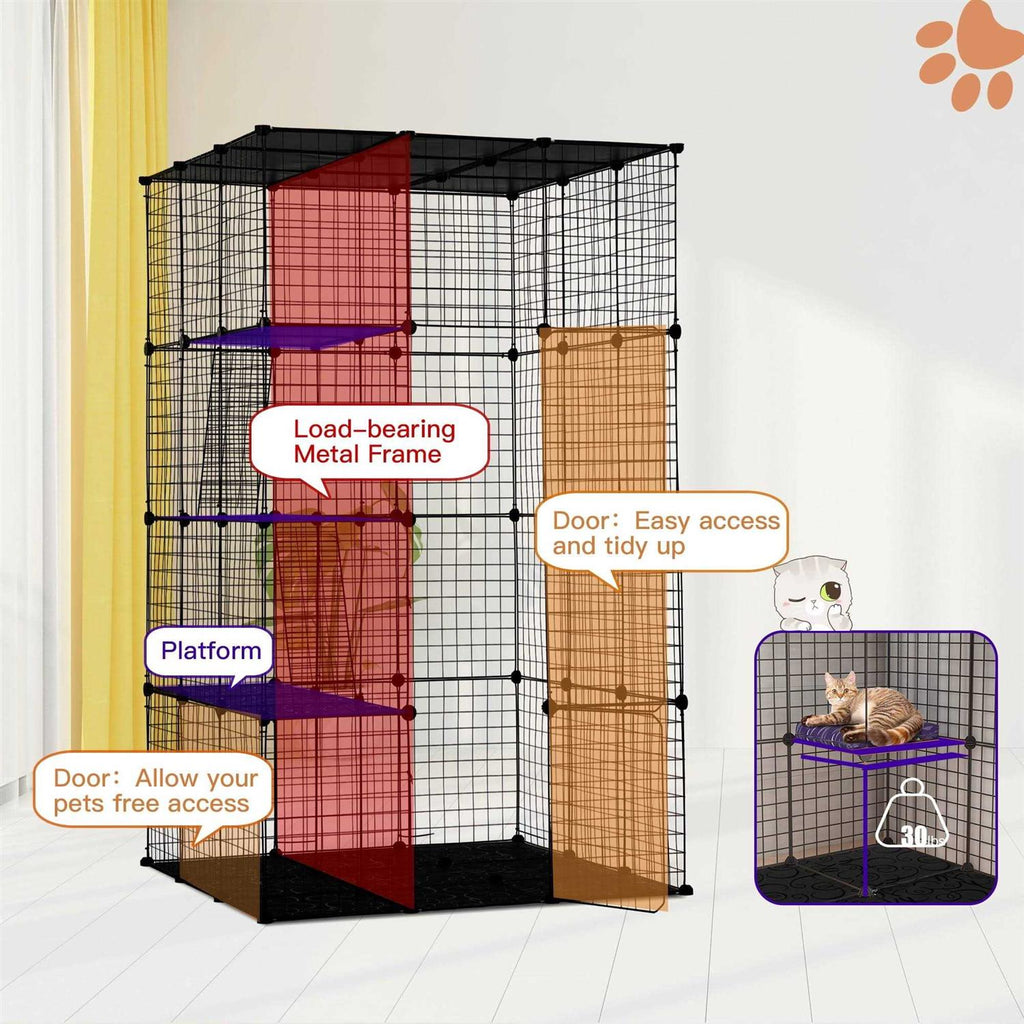 DIY 4-Door Large Cat Cage Playpen N7859