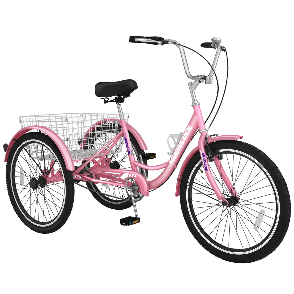 24 inch 3 Wheel Single Speed Adult Tricycle with Shopping Basket E347