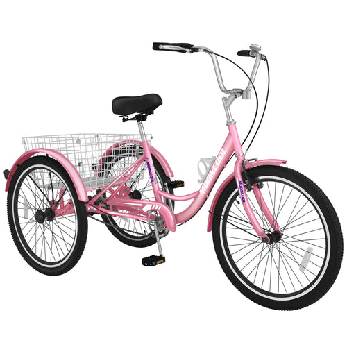 24 inch 3 Wheel Single Speed Adult Tricycle with Shopping Basket E347
