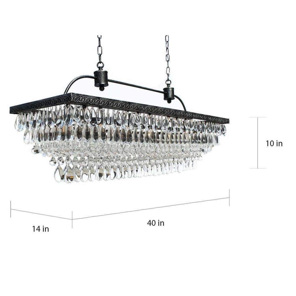 40 inch Rectangular Glass Drop Chandelier A875