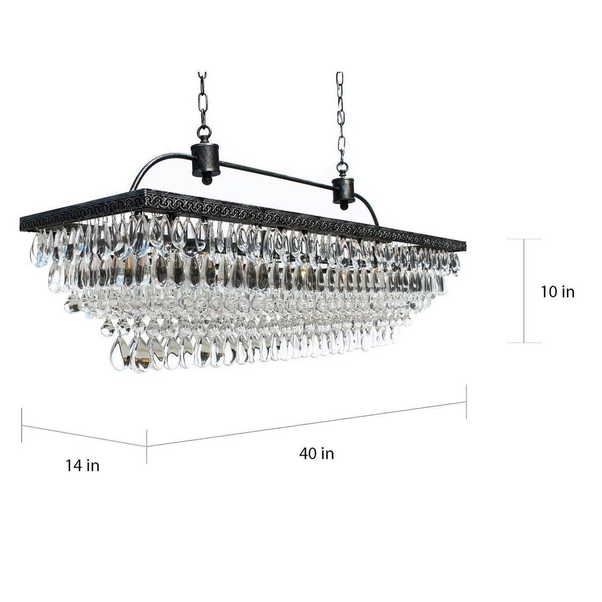 40 inch Rectangular Glass Drop Chandelier A875