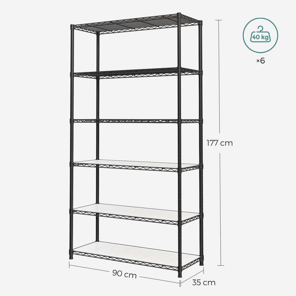 6-Tier Black Wire Shelving Unit N813754