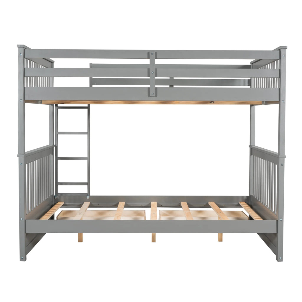 Full over Full Bunk Bed with Ladder and 2 Drawers, Gray U593688