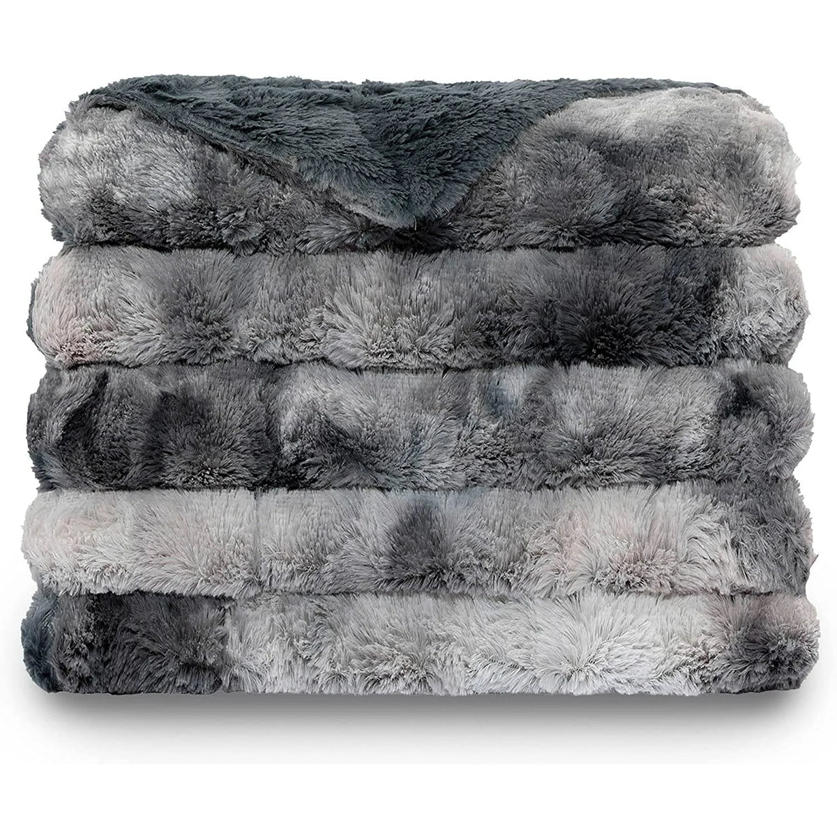 Oversized Soft Fuzzy Faux Fur Sherpa Throw Blanket 60''x80'' Gray E12055