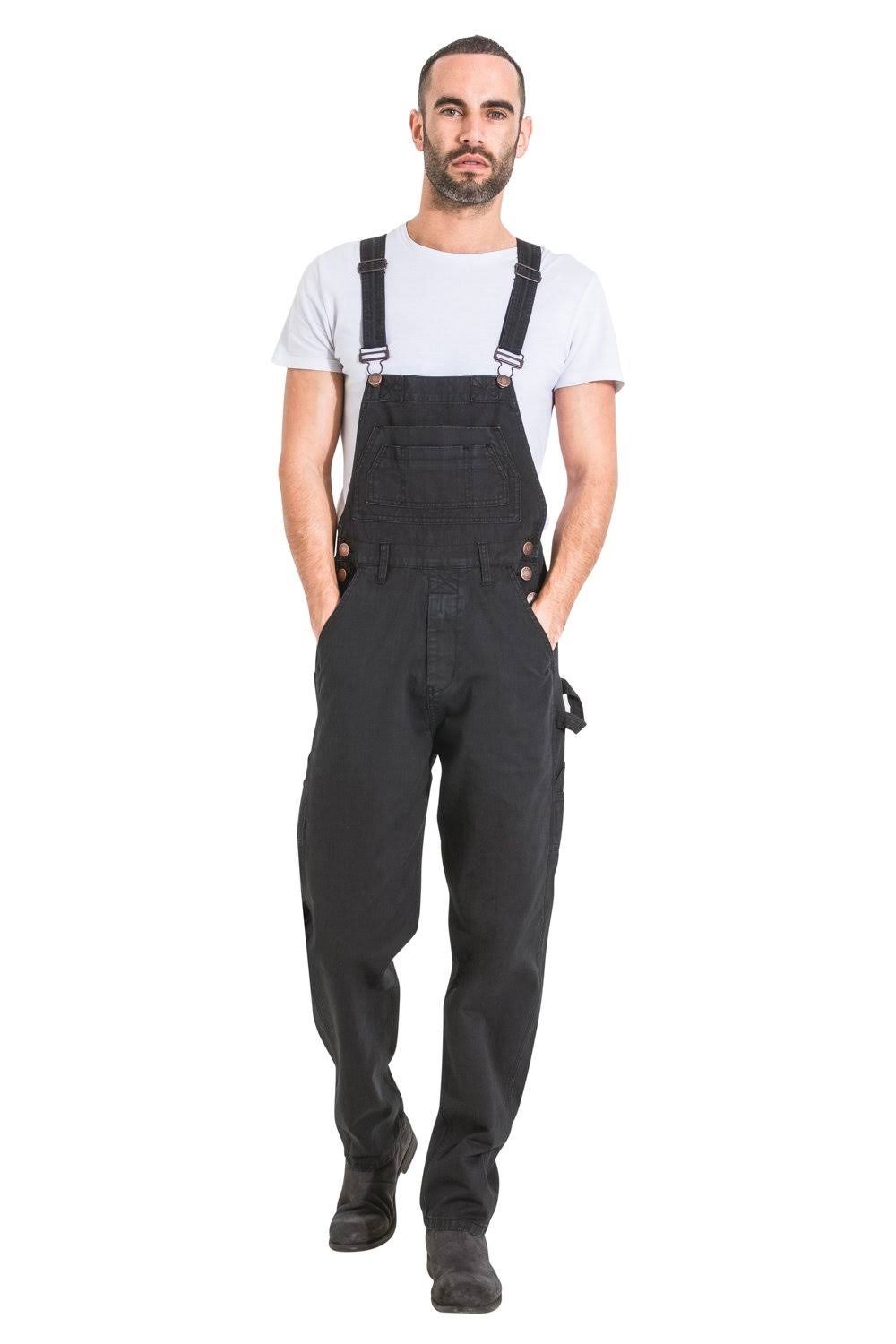 Black Loose Fit Denim Bib Overalls J34898