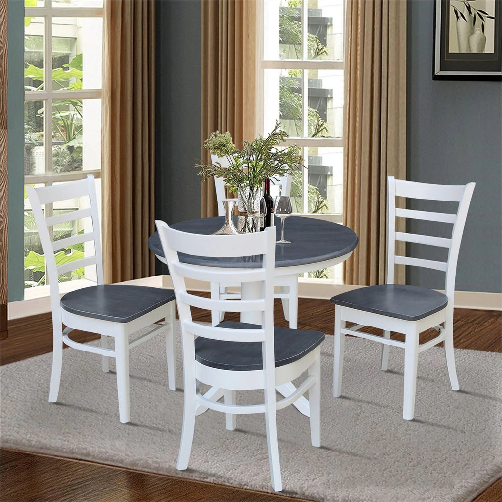 Round Wood Pedestal Dining Table with 4 Chairs H88857