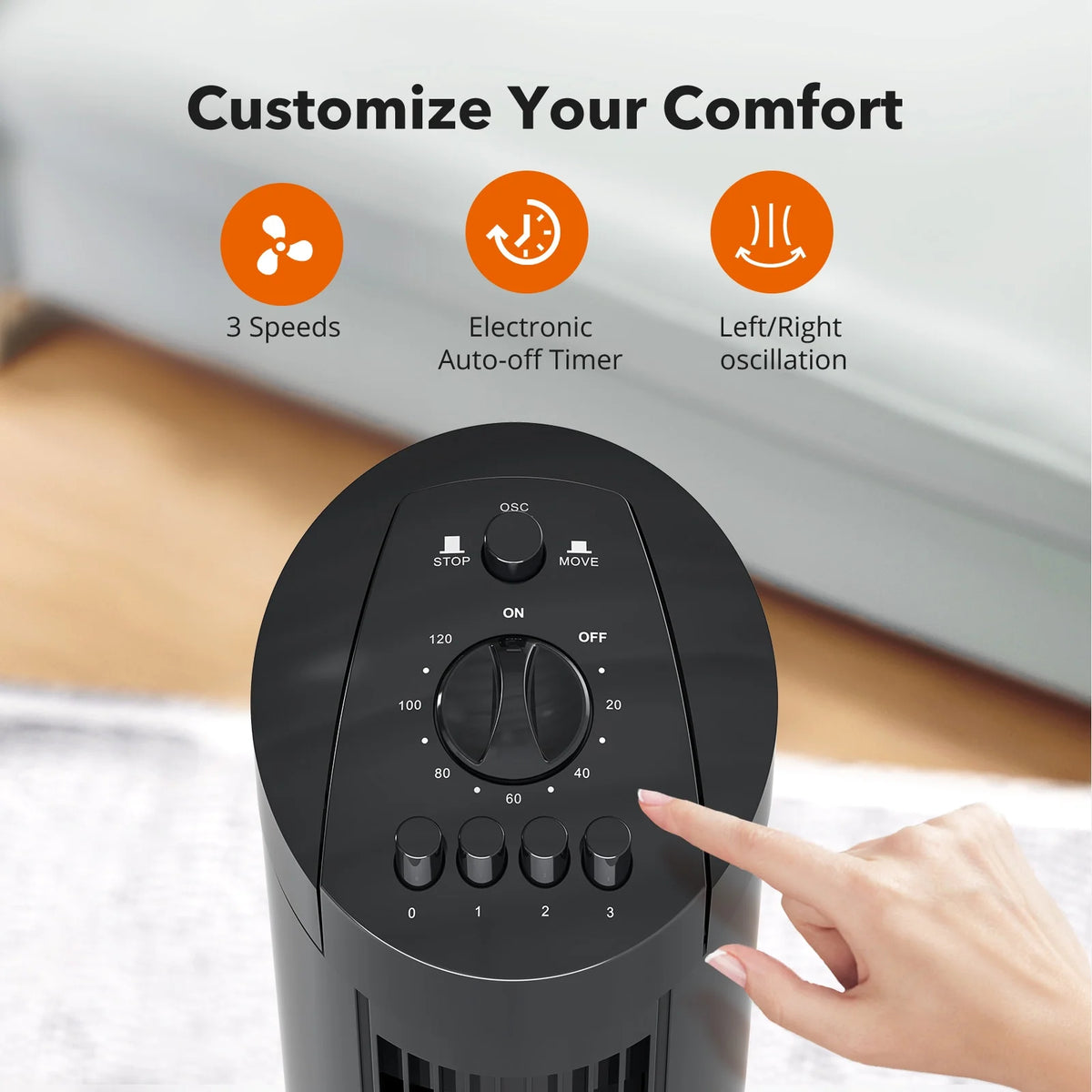 Black 36 Tower Fan with 3 Speed Settings D83589
