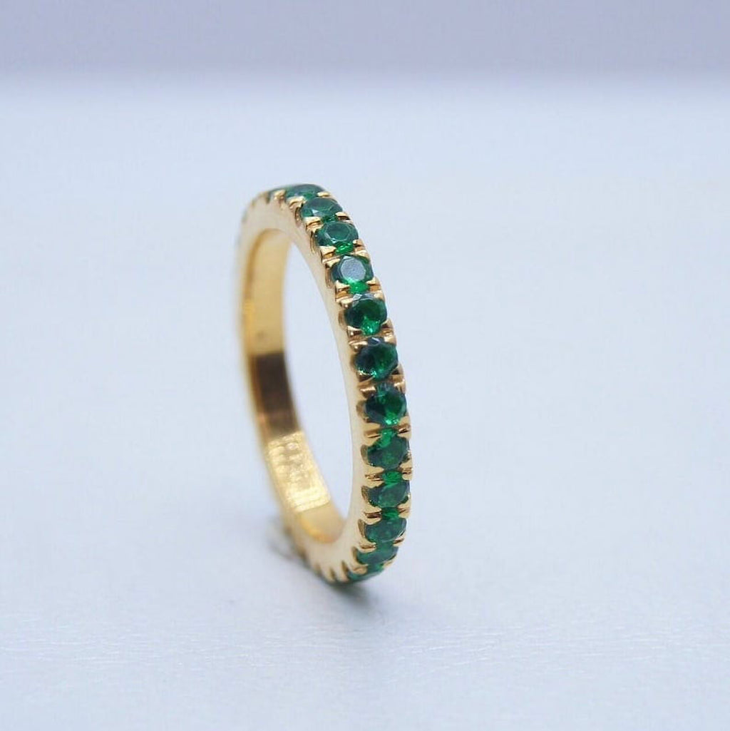 925 Sterling Silver Round Cut Emerald Engagement Ring L1191