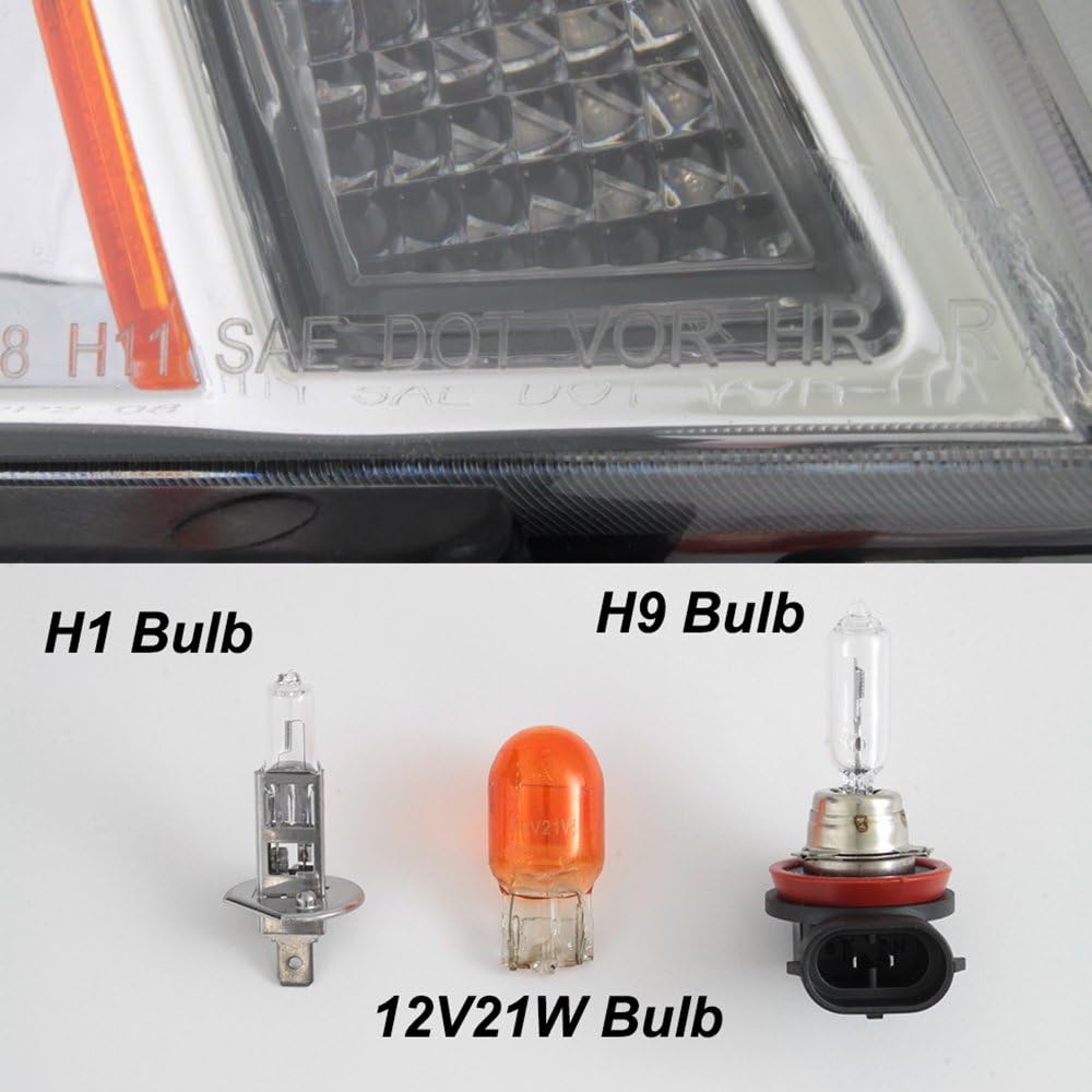 Projector Headlight Assembly Chrome Housing Clear Lens Full Set J8818