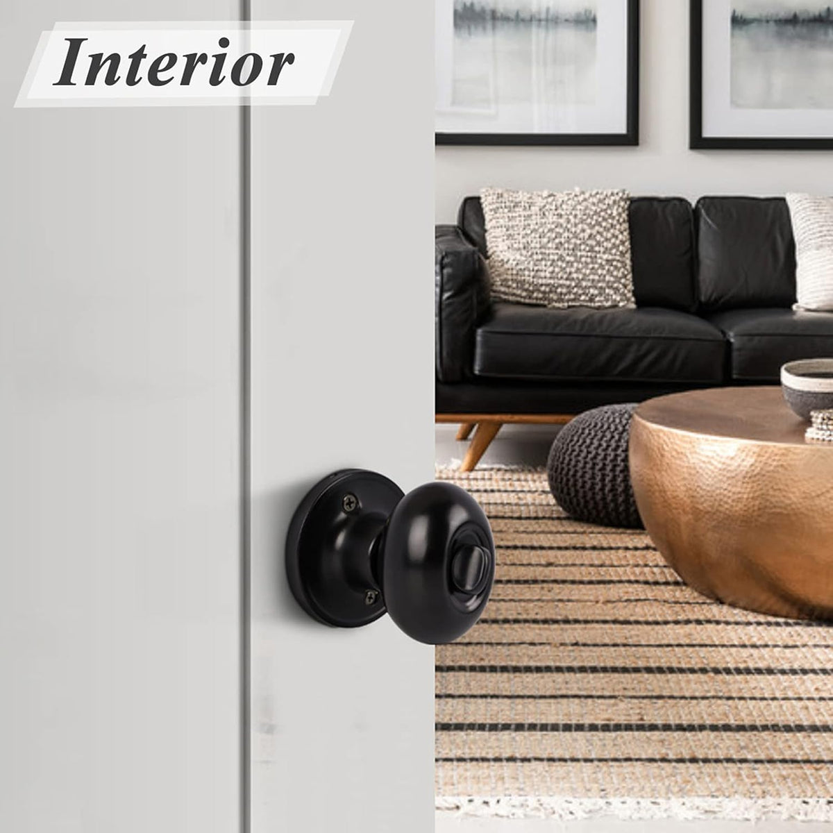 5 Pack Black Door Knobs Privacy Locks R54587