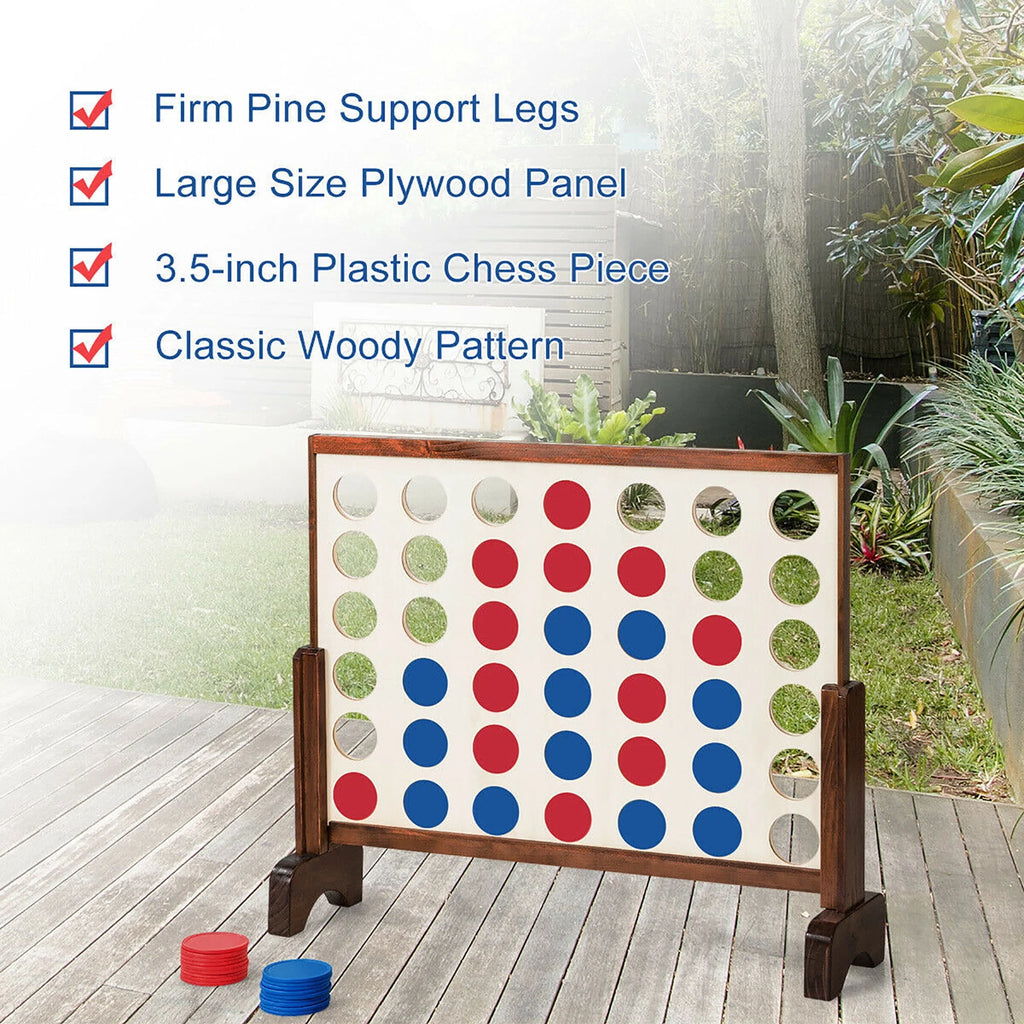 4 In A Row Wood Board Game with Carrying Bag S18135