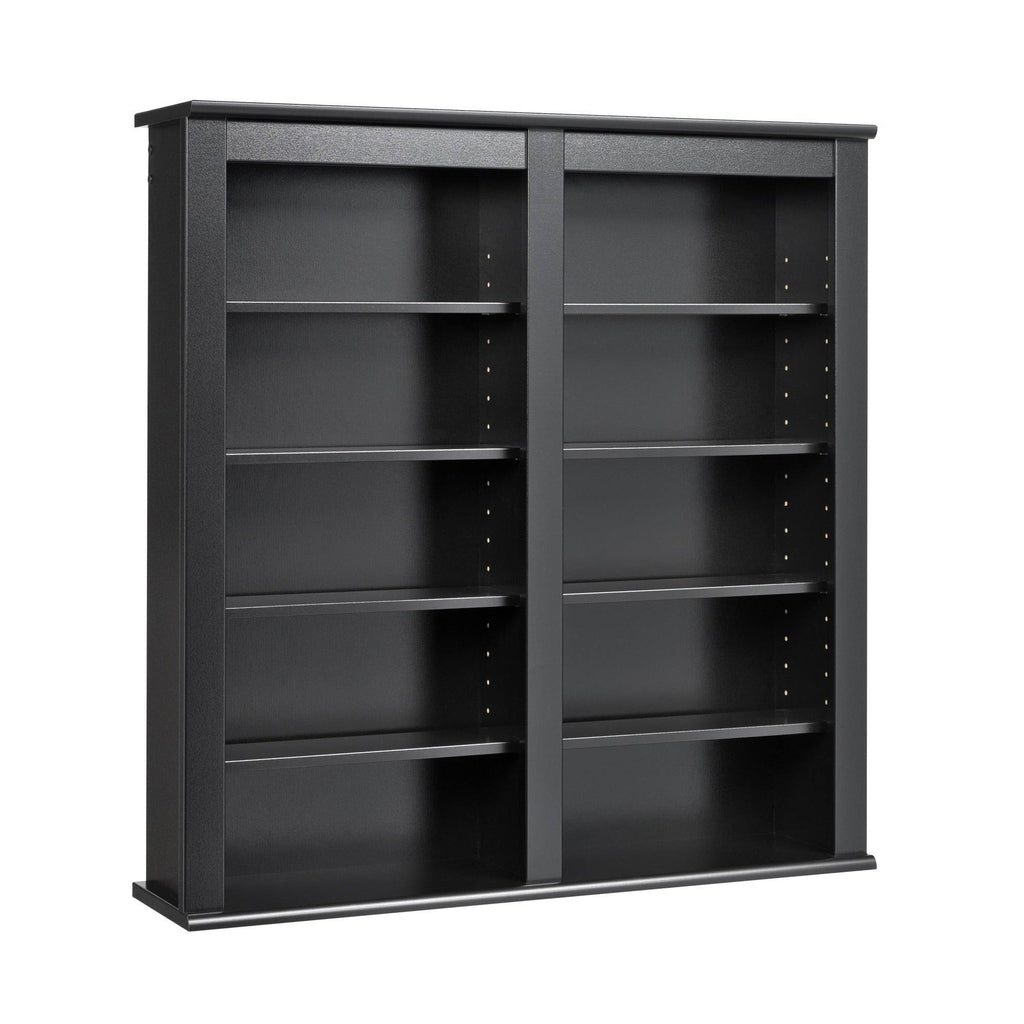 Black Double Floating Media Wall Storage Shelf Z768