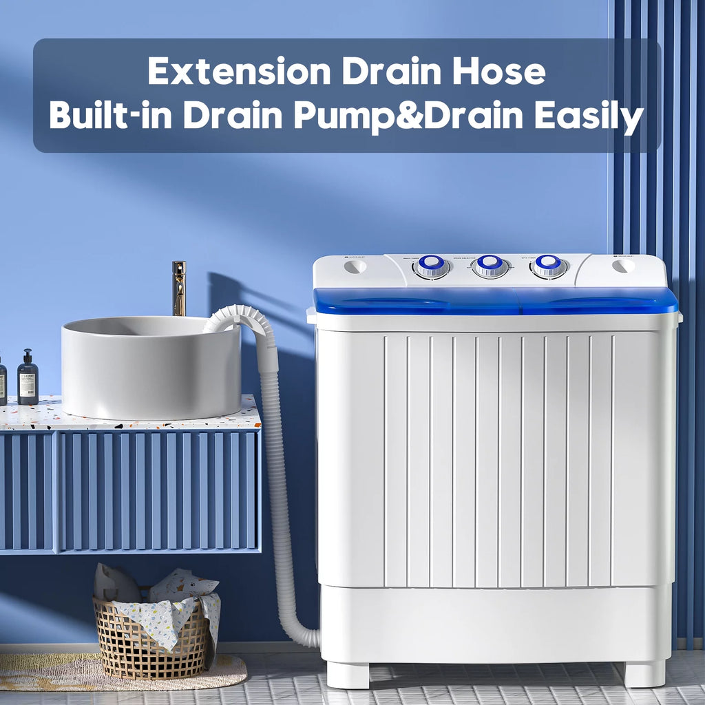 Portable 20lbs Twin Tub Semi-Automatic Washing Machine I114