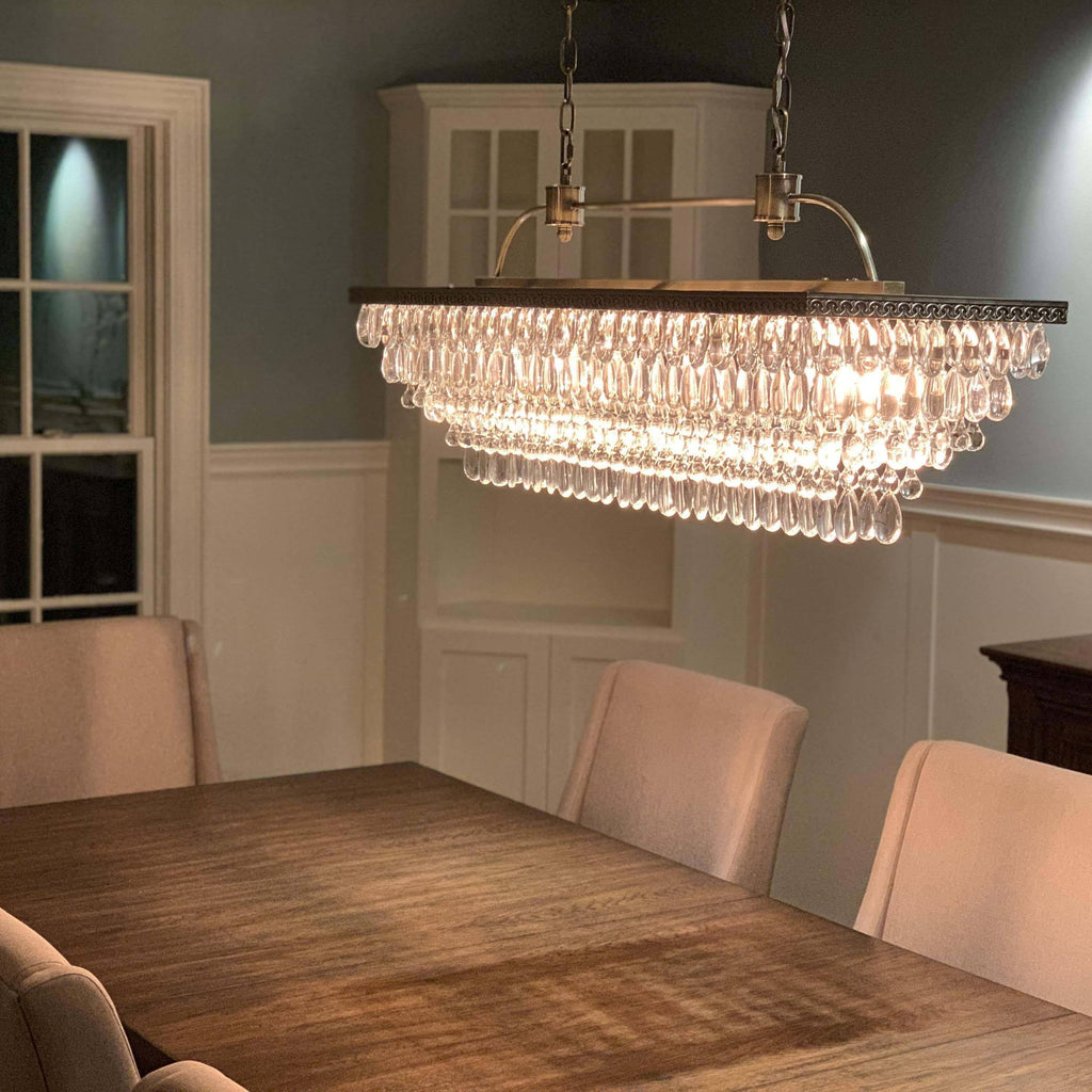 40 inch Rectangular Glass Drop Chandelier A875