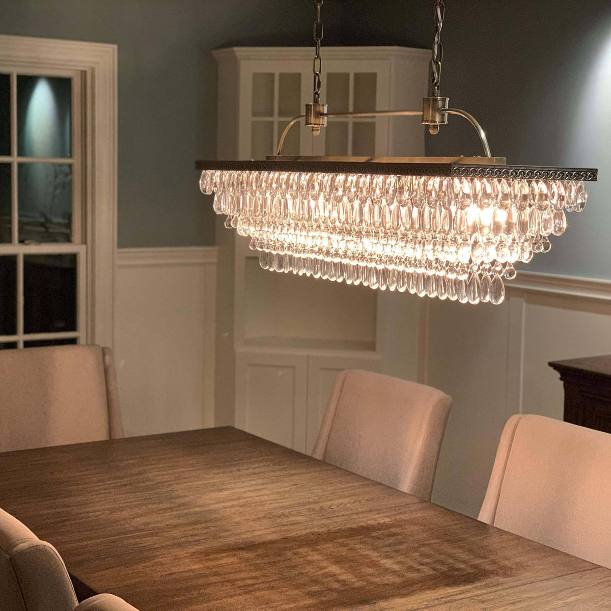 40 inch Rectangular Glass Drop Chandelier A875