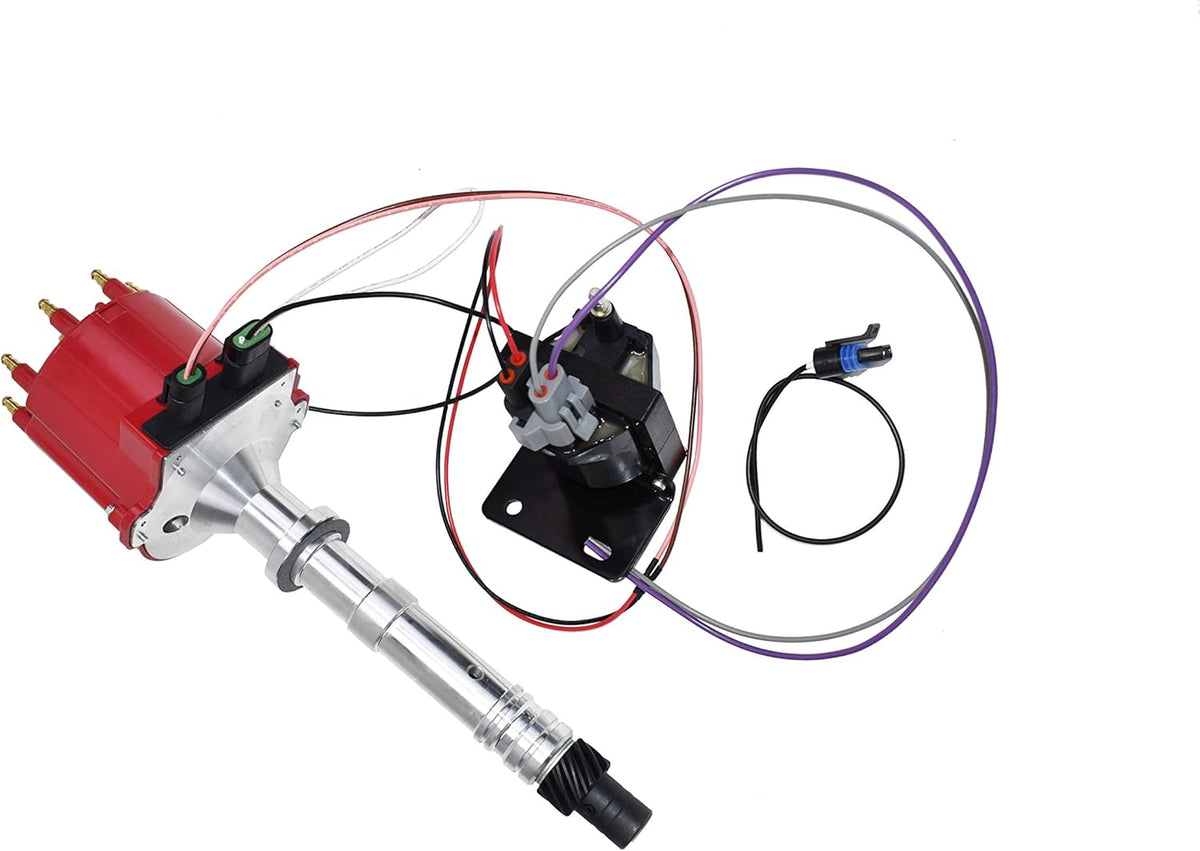 Marine Electronic Ignition Distributor and Coil Upgrade Kit V8 5.0 5.7 7.4 Red Cap B420
