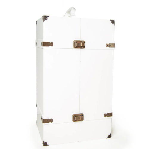 18 Inch Doll Clothes Storage Case Wooden Trunk with Vanity, Stool, Hangers X229